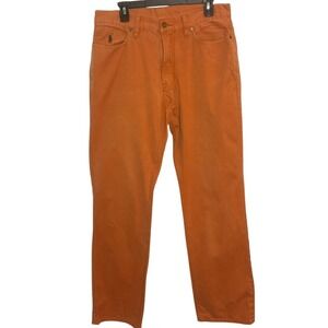 Polo Ralph Lauren Mens 33x32 Orange Coral Relaxed Fit Chino Pants Jeans Cotton